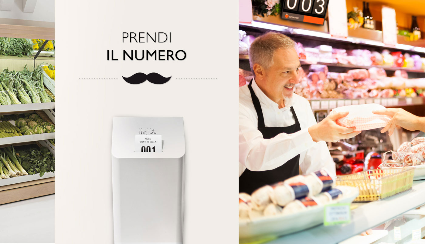 Kiosk Qmicro: eliminacode digitale da parete o su piantana per negozi